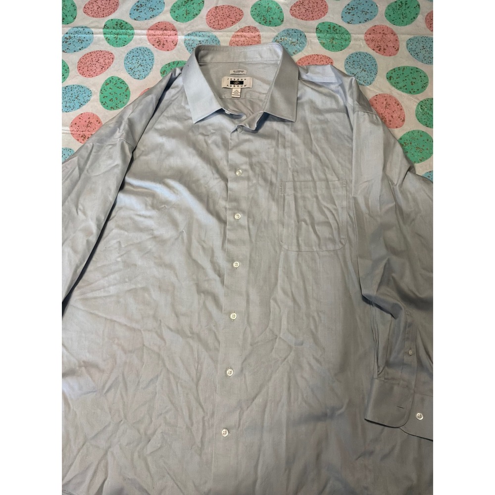 Joseph Abboud Mens 20 34/35 Egyptian Cotton Herringbone Dress Shirt Light Blue